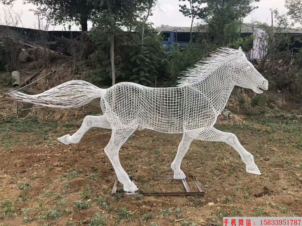 铁艺镂空马奔腾雕塑，马儿奔跑雕塑，创意马雕塑9