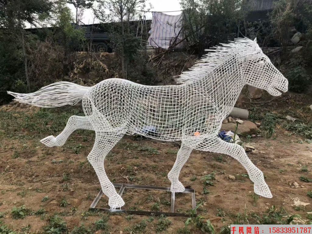 铁艺镂空马奔腾雕塑，马儿奔跑雕塑，创意马雕塑8
