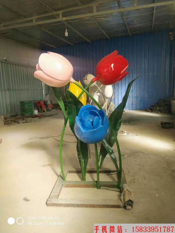 郁金香花朵雕塑，仿真花朵雕塑2